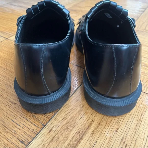 Dr. MARTENS Black Leather Fringe Loafers - Picture 6 of 7